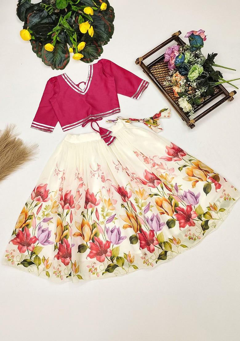 Pink Embellished Blended Lehenga Choli For Girls - Indya