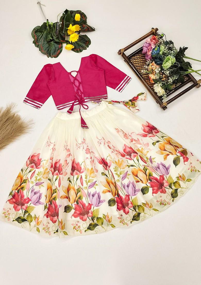 Pink Embellished Blended Lehenga Choli For Girls - Indya