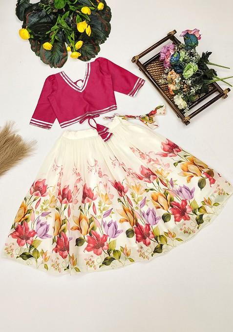Pink Embellished Blended Lehenga Choli For Girls — view on Indya
