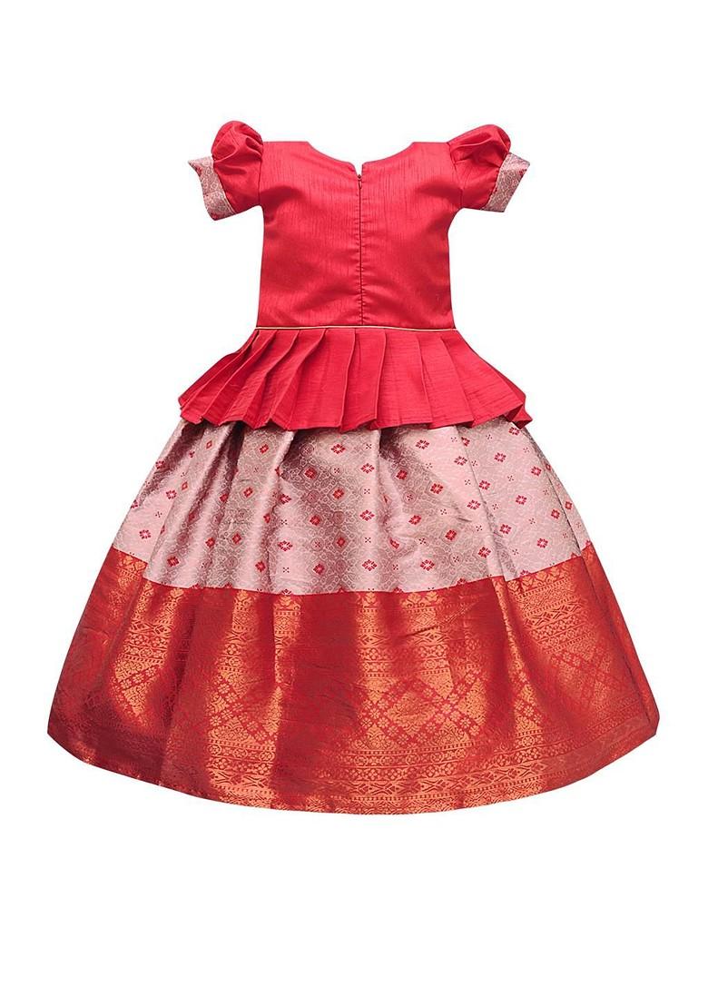 Multicolor Embroidered Cotton Blend Lehenga Choli For Girls - Indya