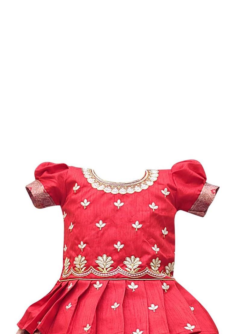 Multicolor Embroidered Blended Lehenga Choli For Girls - Indya