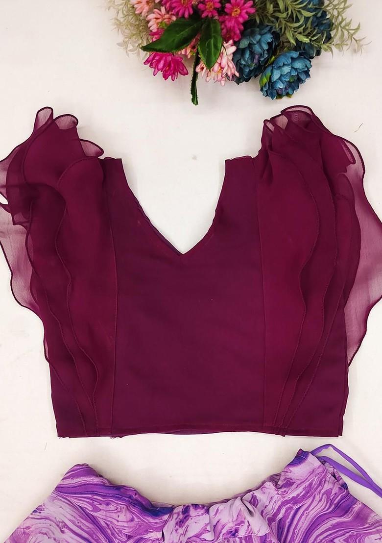 Purple Embroidered Georgette Lehenga Choli For Girls - Indya