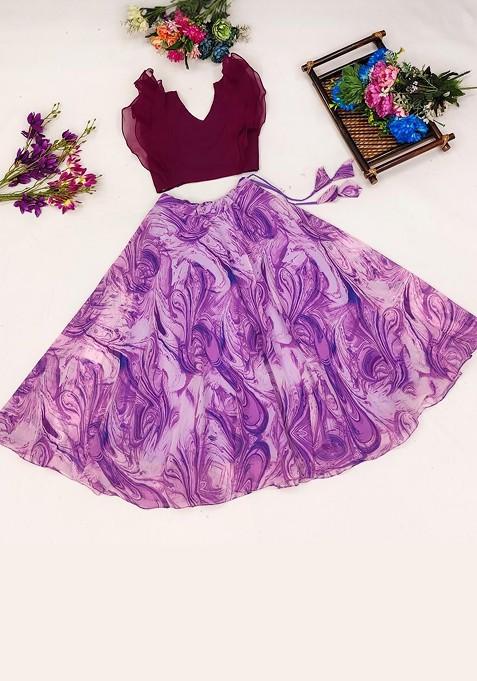 Purple Embroidered Georgette Lehenga Choli For Girls — view on Indya