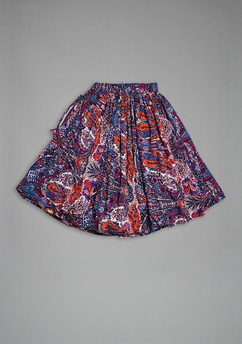 White Printed Blended Lehenga Choli For Girls - Indya