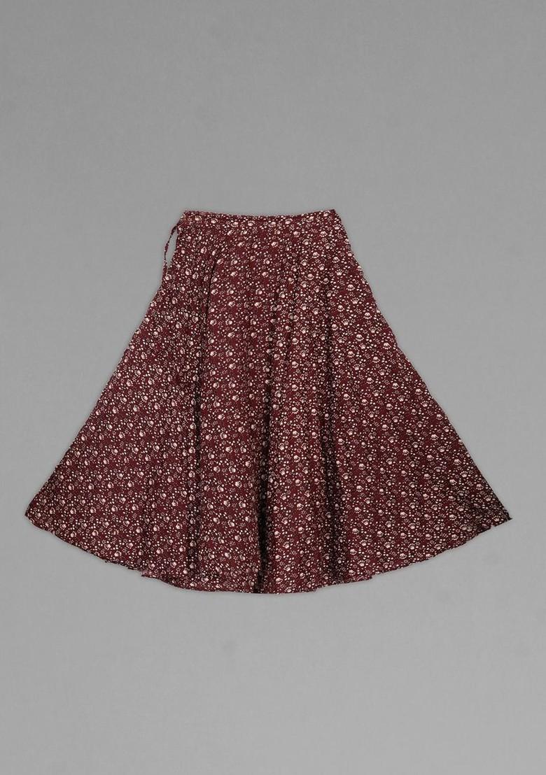 Maroon Embroidered Blended Lehenga Choli For Girls - Indya