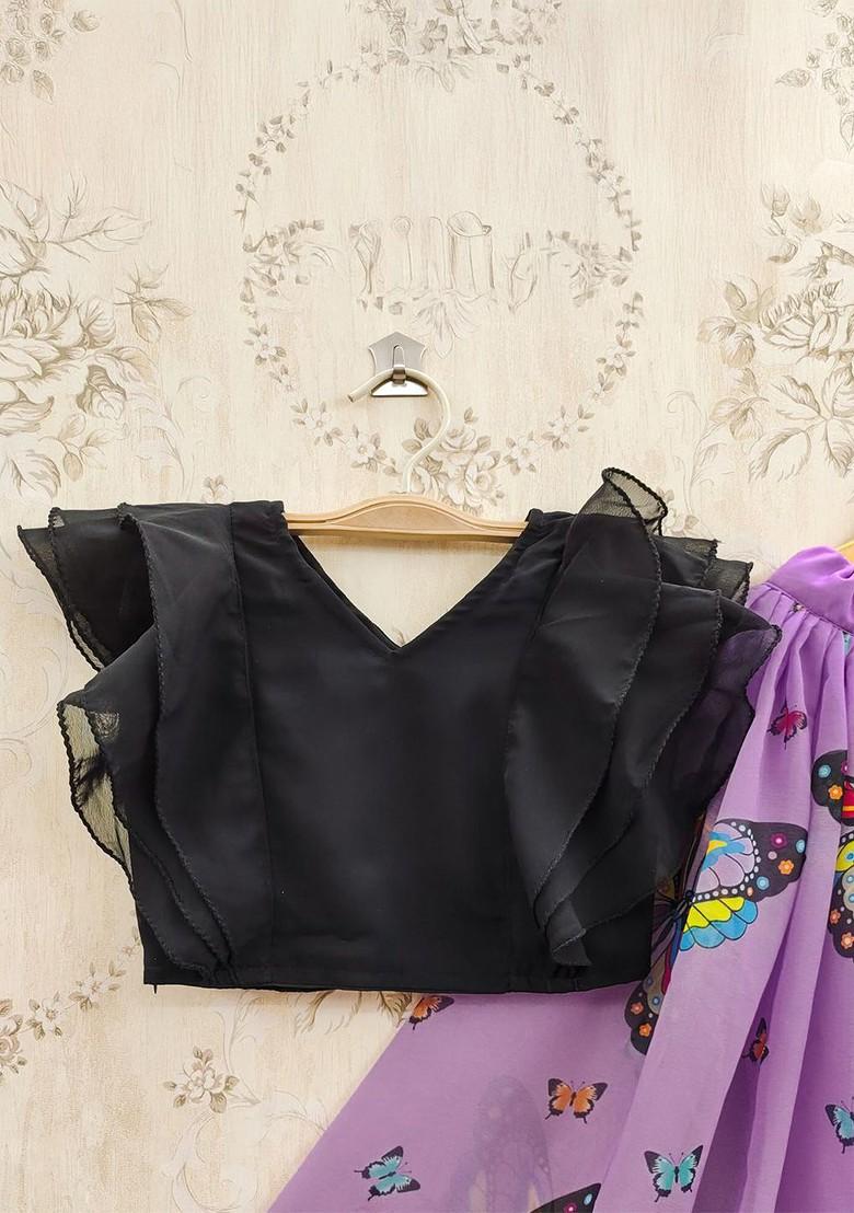 Lavender Printed Blended Lehenga Choli For Girls - Indya