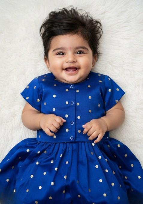 Blue Zari Blended Lehenga Choli For Girls — view on Indya