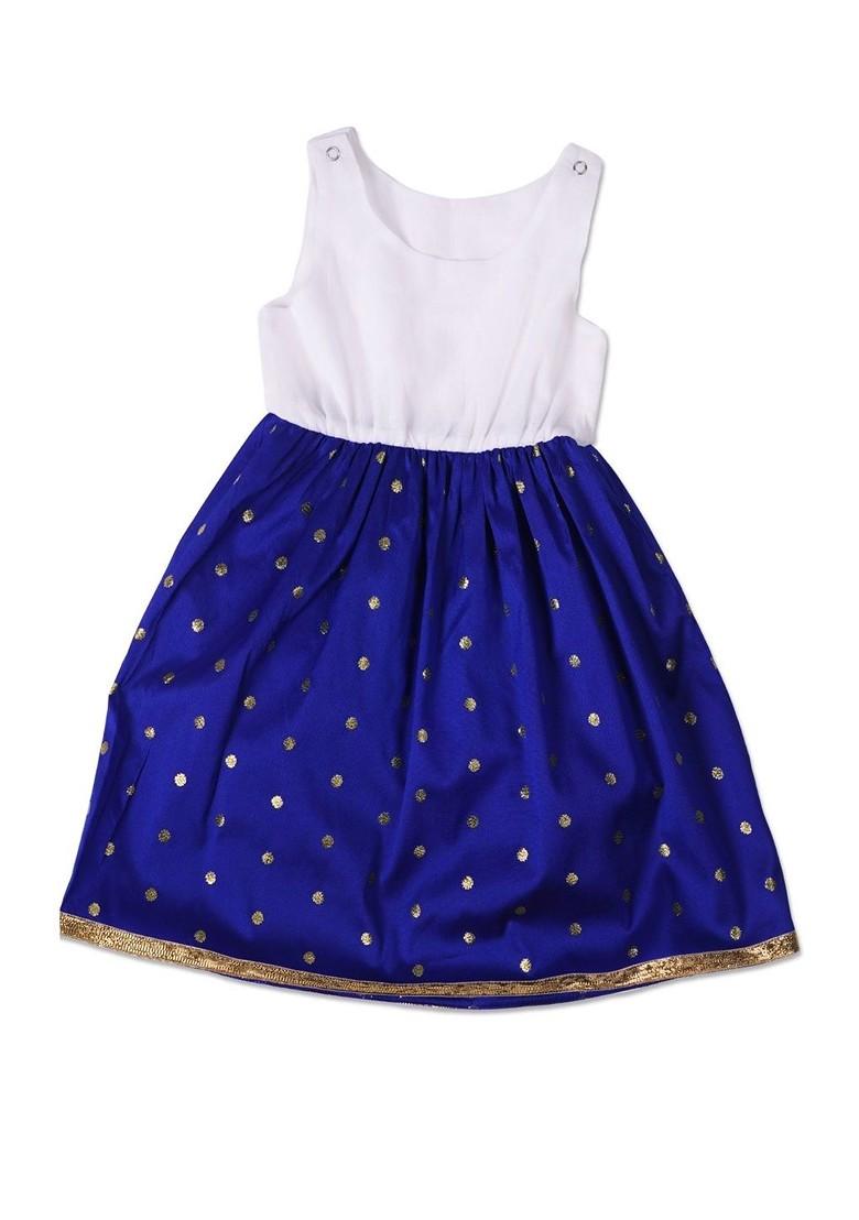 Blue Zari Blended Lehenga Choli For Girls - Indya