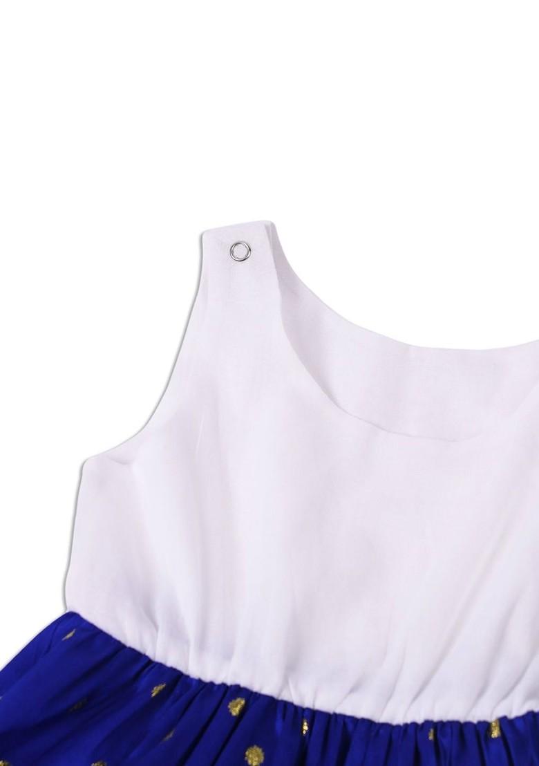 Blue Zari Blended Lehenga Choli For Girls - Indya