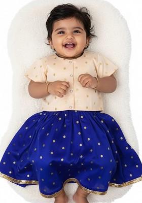 Blue Zari Blended Lehenga Choli For Girls