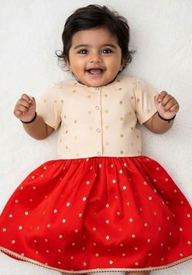 Red Zari Blended Lehenga Choli For Girls