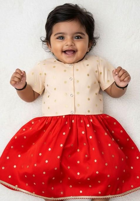 Red Zari Blended Lehenga Choli For Girls — view on Indya