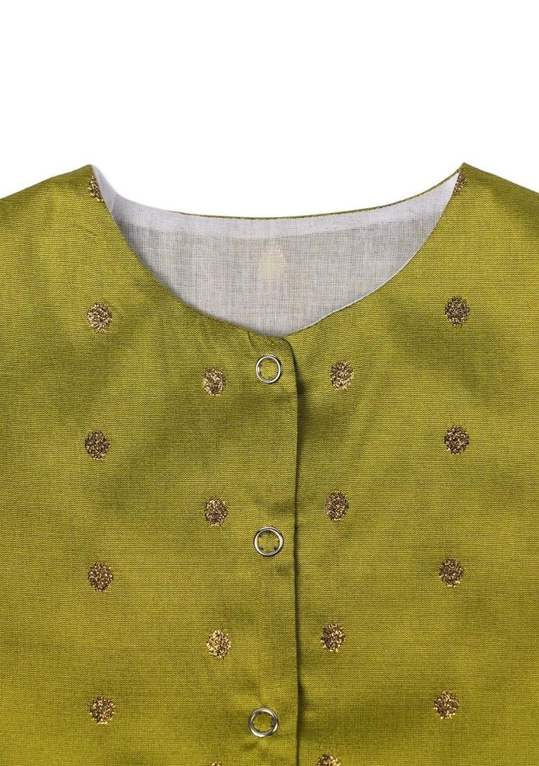 Red Zari Blended Lehenga Choli For Girls - Indya