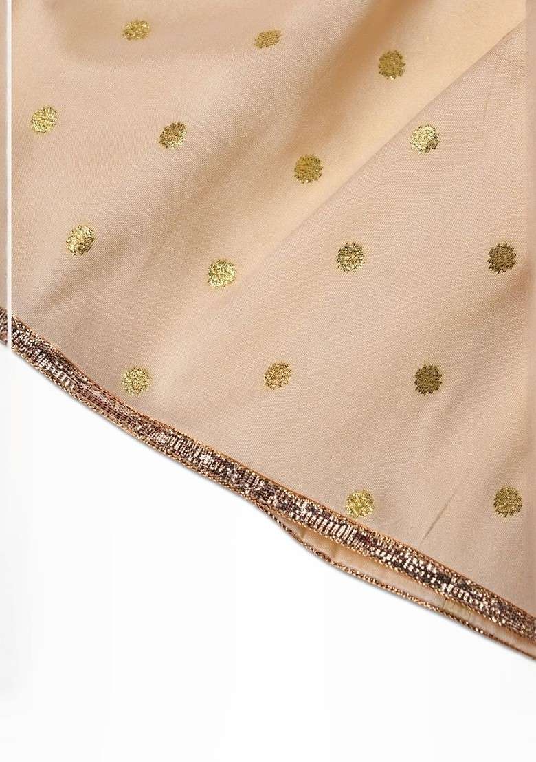 Off White Zari Silk Lehenga Choli For Girls - Indya
