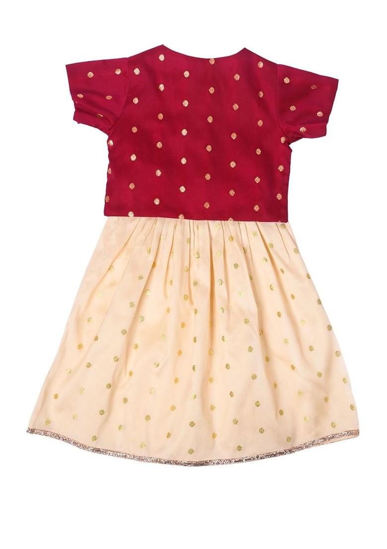 Off White Zari Blended Lehenga Choli For Girls - Indya