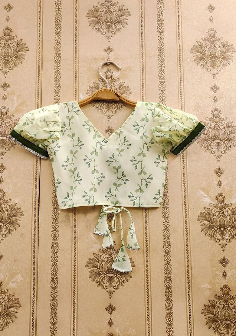 Off White Printed Blended Lehenga Choli For Girls - Indya