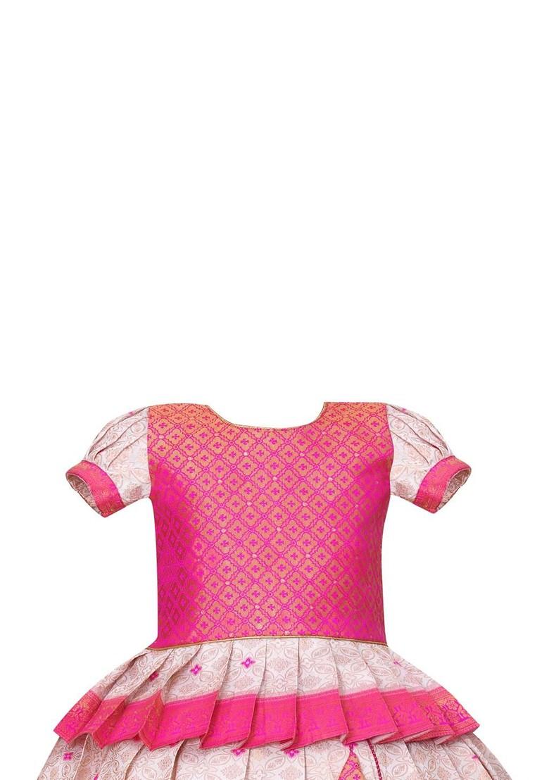 Multicolor Embroidered Cotton Blend Lehenga Choli For Girls - Indya