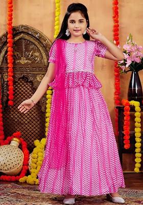 Pink Embroidered Georgette Lehenga Choli For Girls