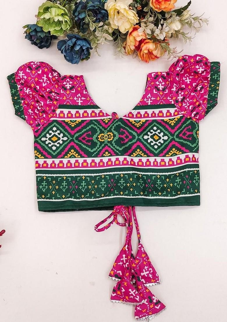 Pink Printed Blended Lehenga Choli For Girls - Indya