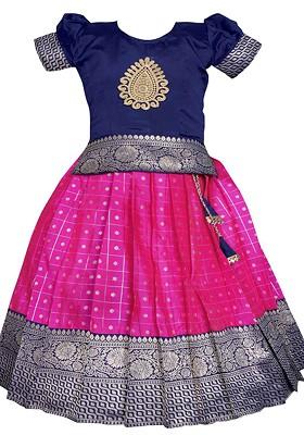 Multicolor Embroidered Blended Lehenga Choli For Girls