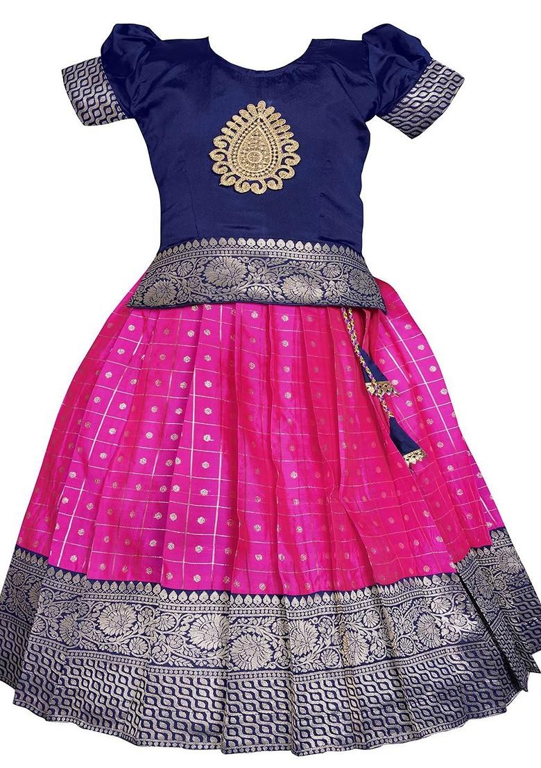 Multicolor Embroidered Blended Lehenga Choli For Girls - Indya