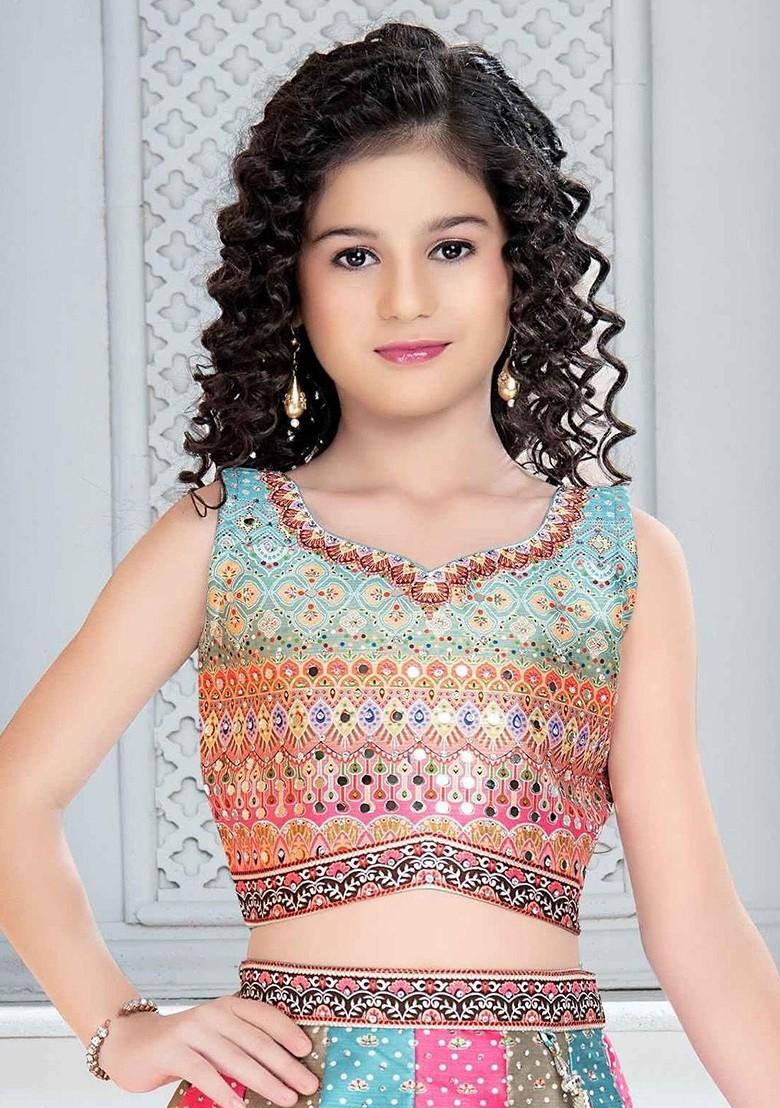 Pink Embellished Blended Lehenga Choli For Girls - Indya