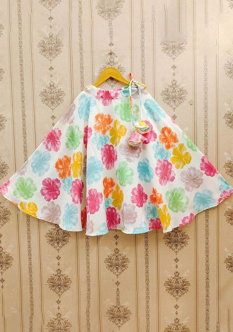 White Embellished Blended Lehenga Choli For Girls - Indya