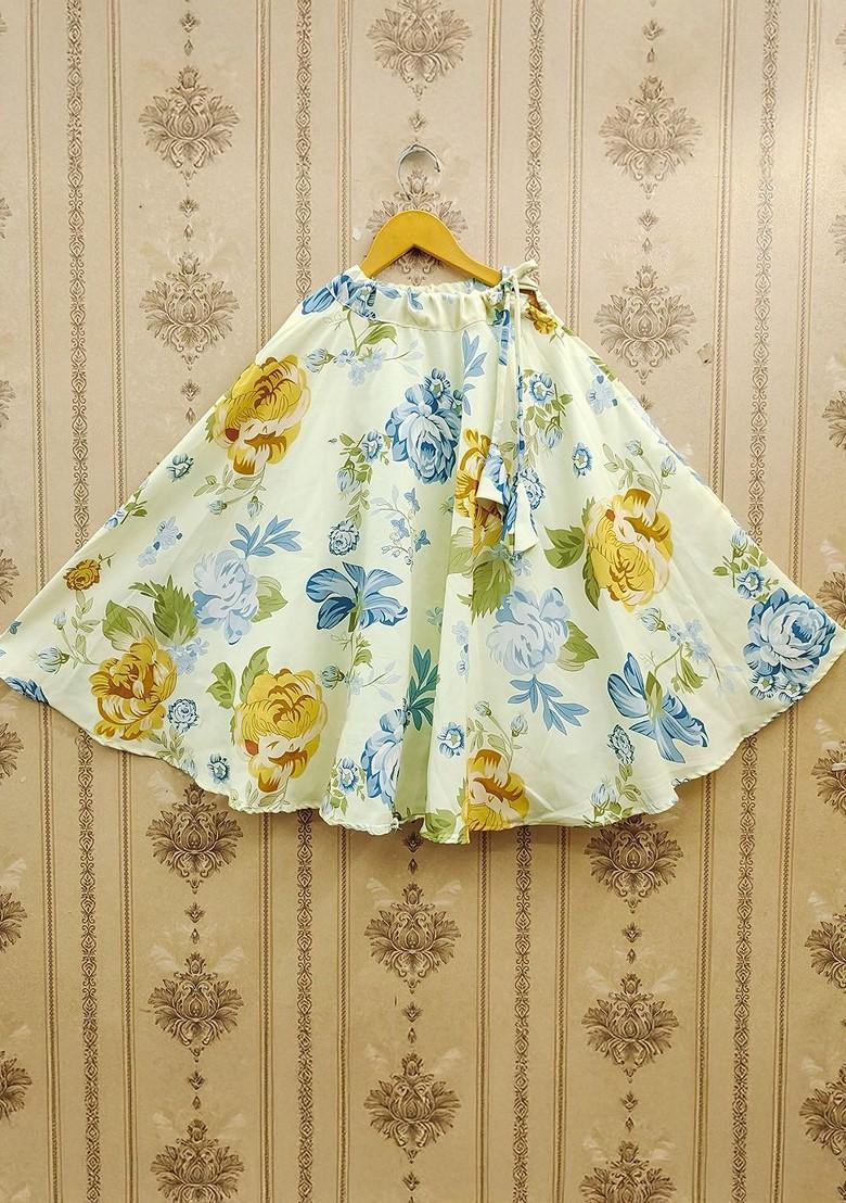 Green Embellished Blended Lehenga Choli For Girls - Indya