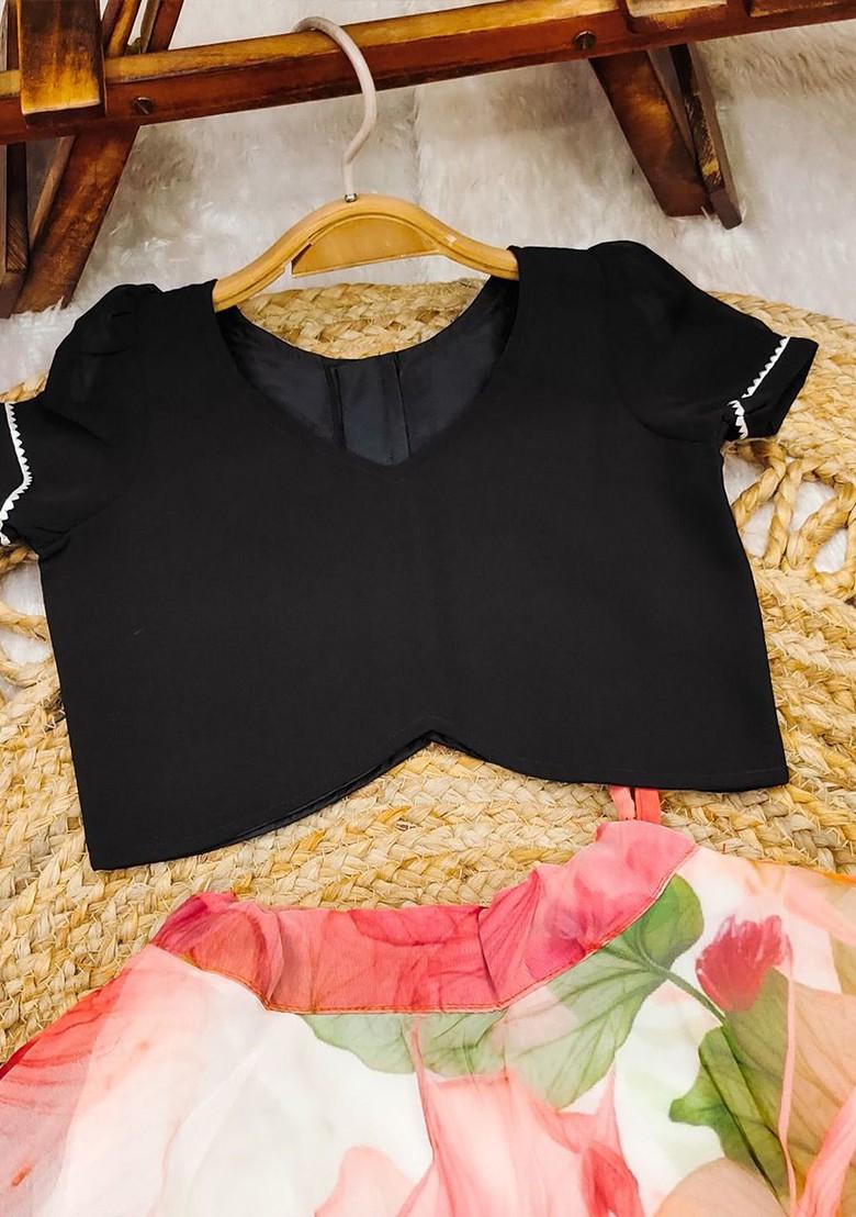 Red Embroidered Blended Lehenga Choli For Girls - Indya