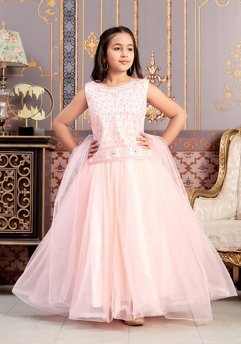 Peach Embellished Blended Lehenga Choli For Girls — view on Indya