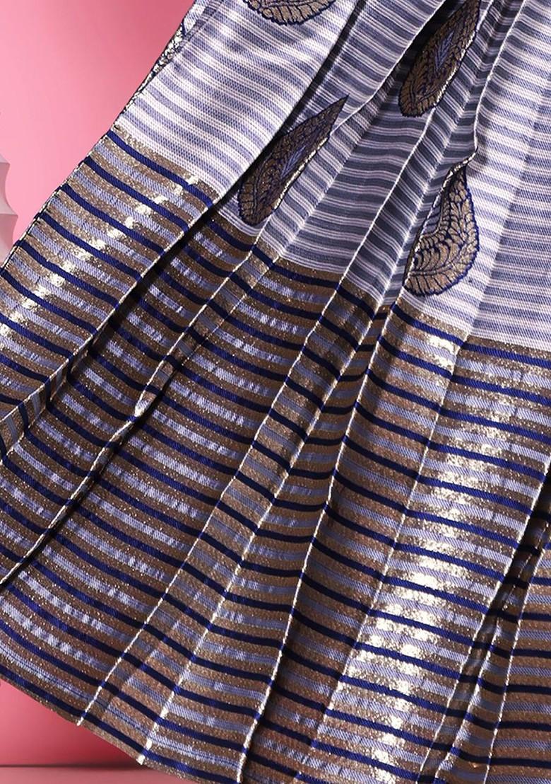 Grey Embroidered Blended Lehenga Choli For Girls - Indya