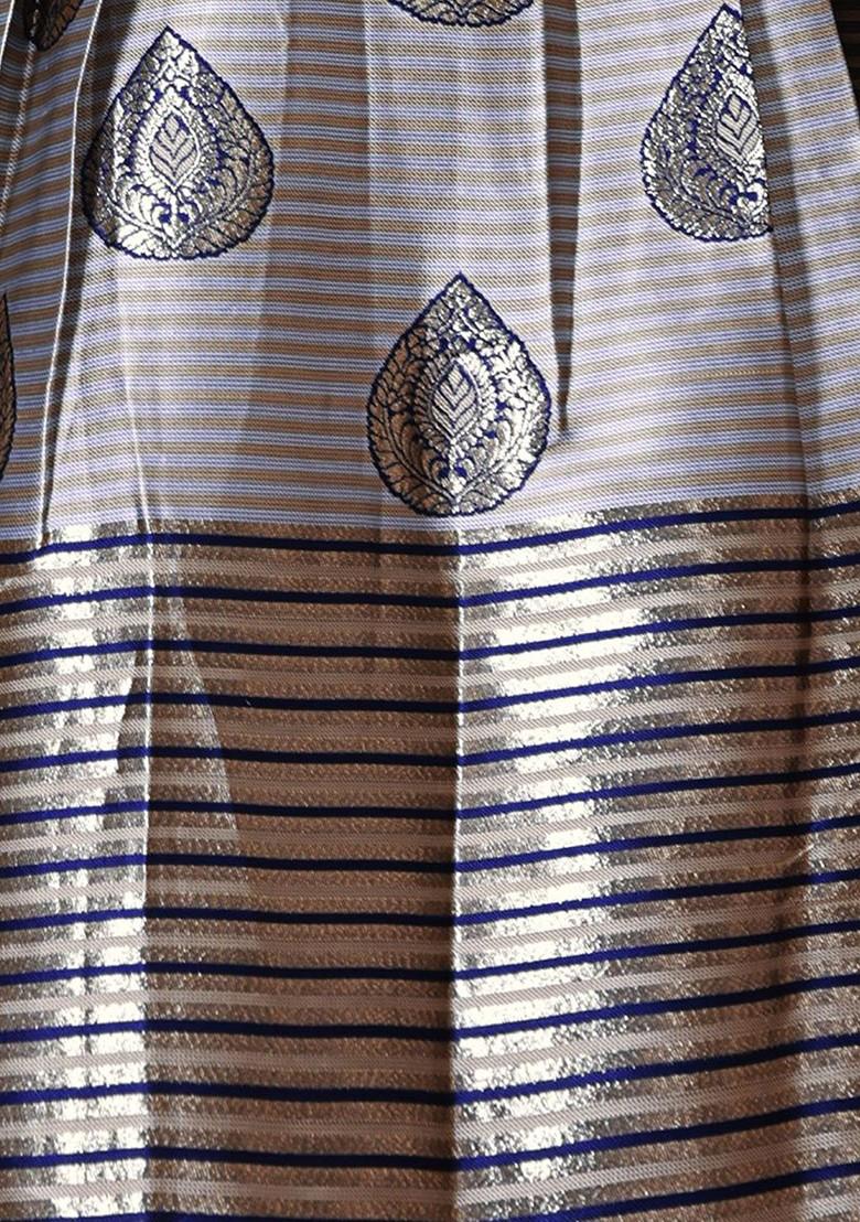 Beige Embroidered Blended Lehenga Choli For Girls - Indya