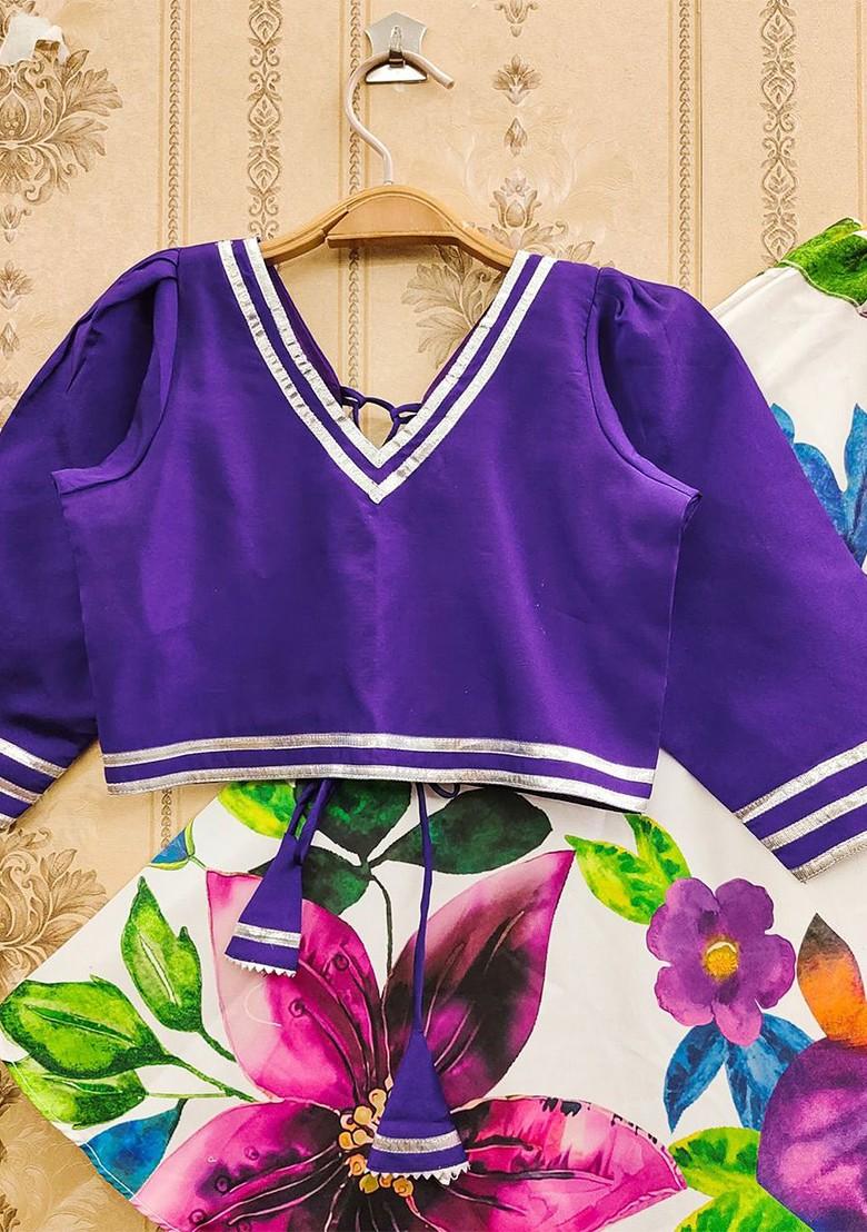 Purple Embellished Blended Lehenga Choli For Girls - Indya