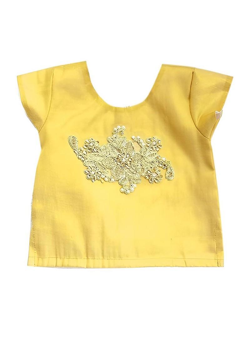 Red Embroidered Blended Lehenga Choli For Girls - Indya