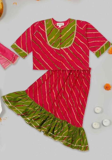 Pink Printed Blended Lehenga Choli For Girls — view on Indya