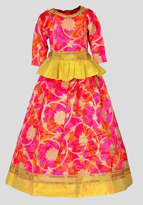 Pink Embellished Blended Lehenga Choli For Girls — view on Indya