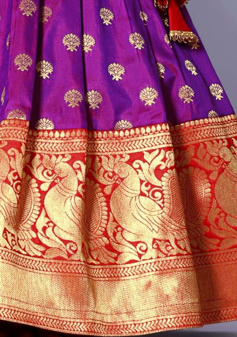 Pink Embroidered Blended Lehenga Choli For Girls - Indya