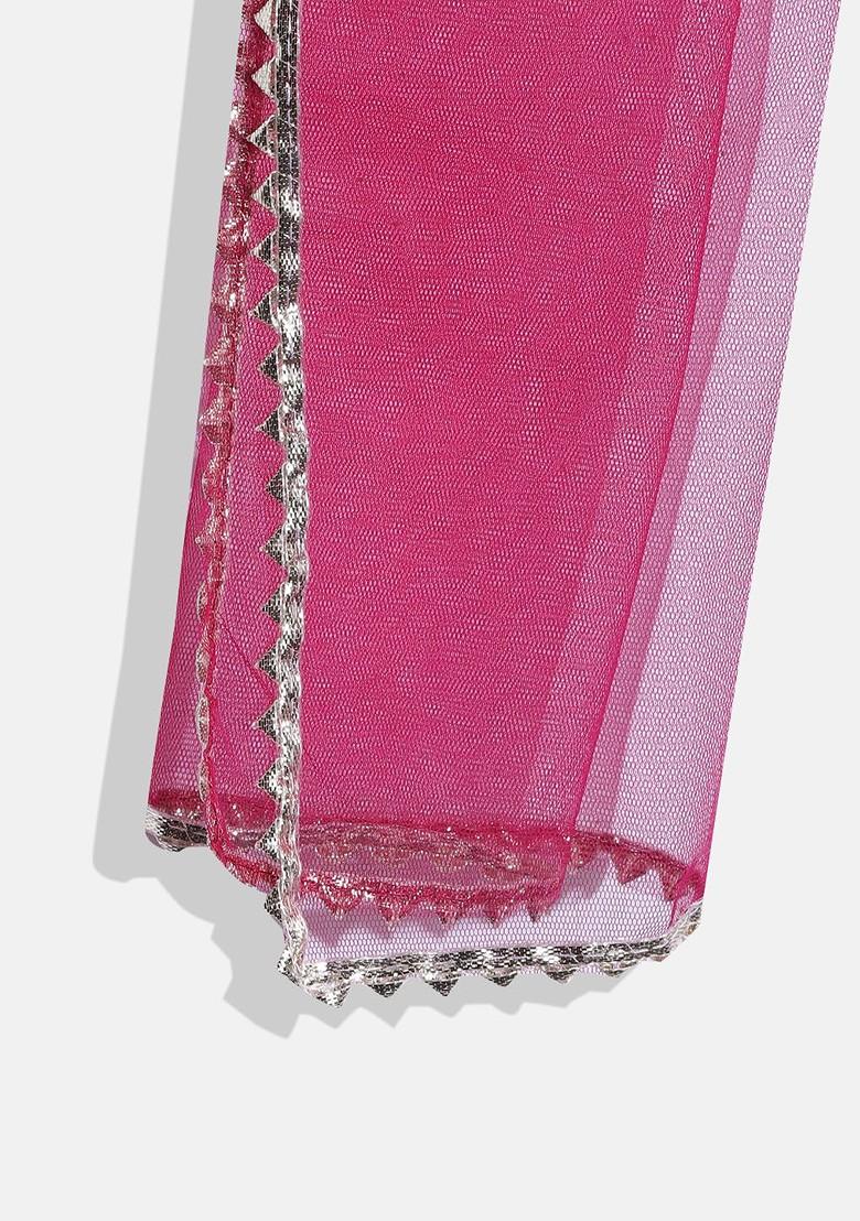 Green Embellished Blended Lehenga Choli For Girls - Indya