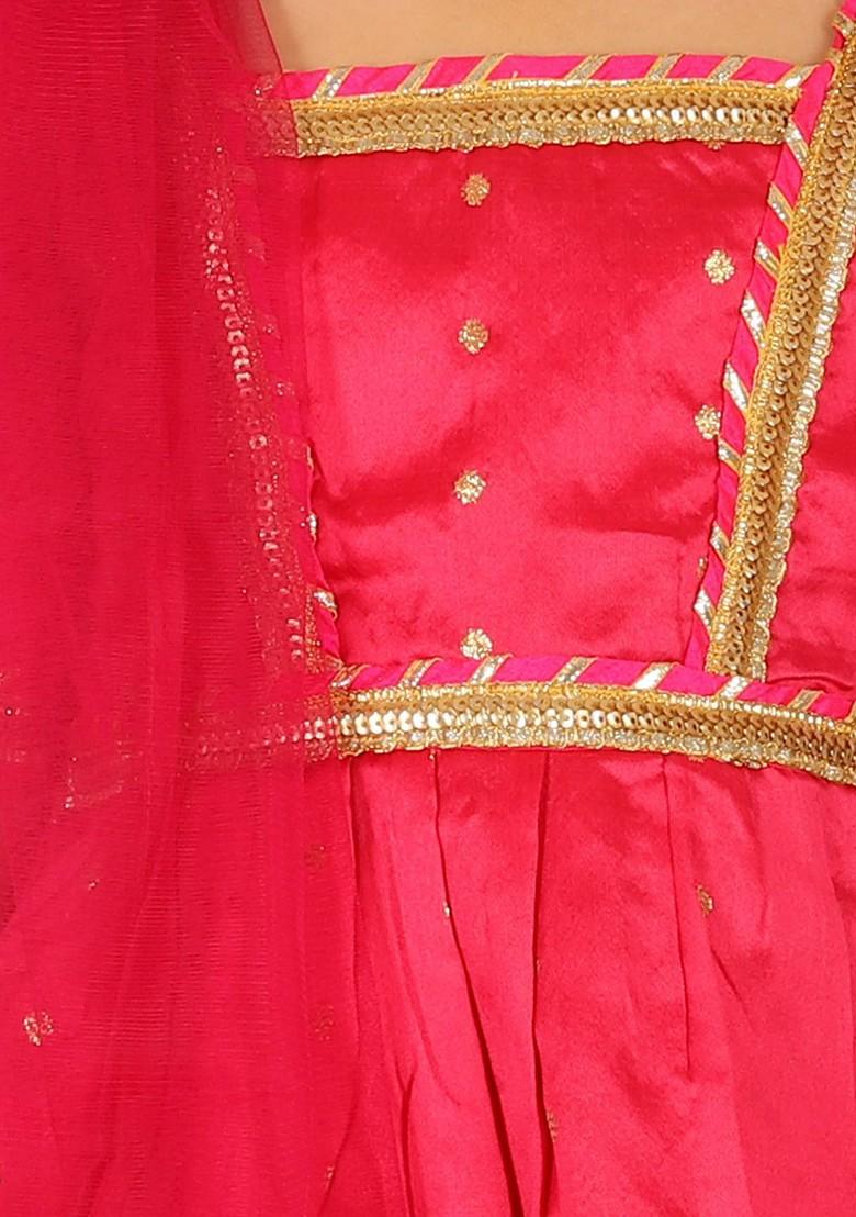 Pink Embellished Blended Lehenga Choli For Girls - Indya