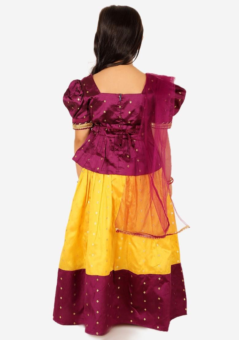 Purple Embellished Blended Lehenga Choli For Girls - Indya