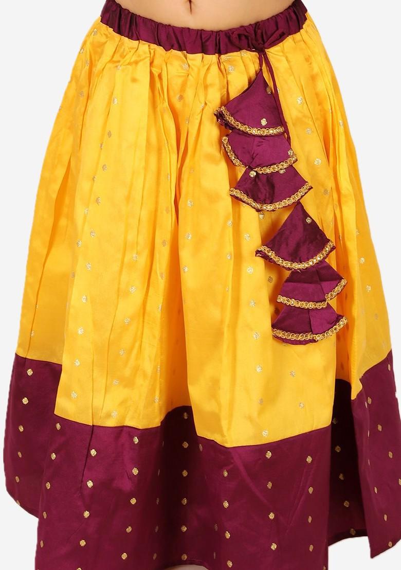 Purple Embellished Blended Lehenga Choli For Girls - Indya