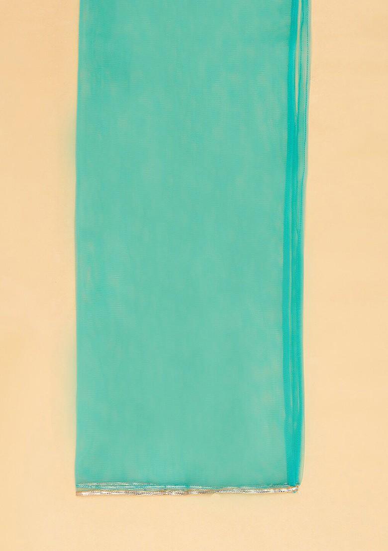 Turquoise Blue Printed Blended Lehenga Choli For Girls - Indya