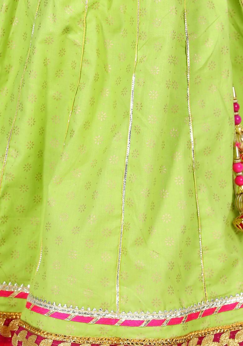 Pink Printed Blended Lehenga Choli For Girls - Indya