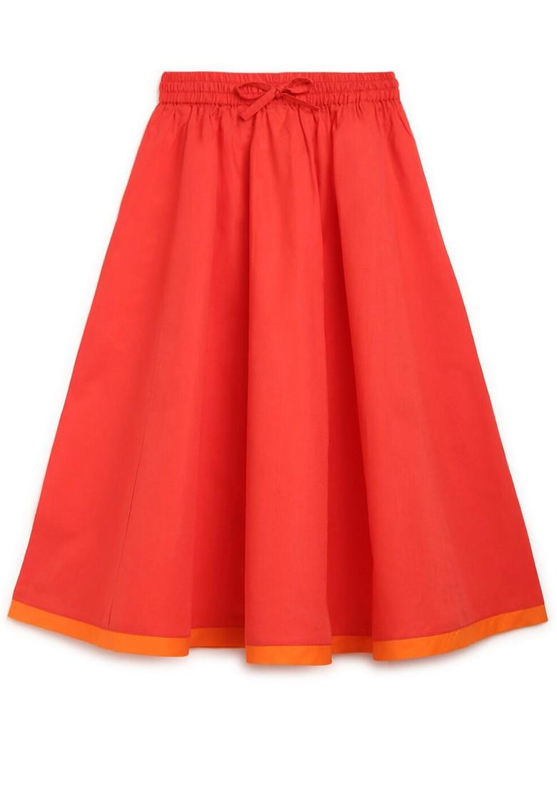 Orange Embroidered Blended Lehenga Choli For Girls - Indya