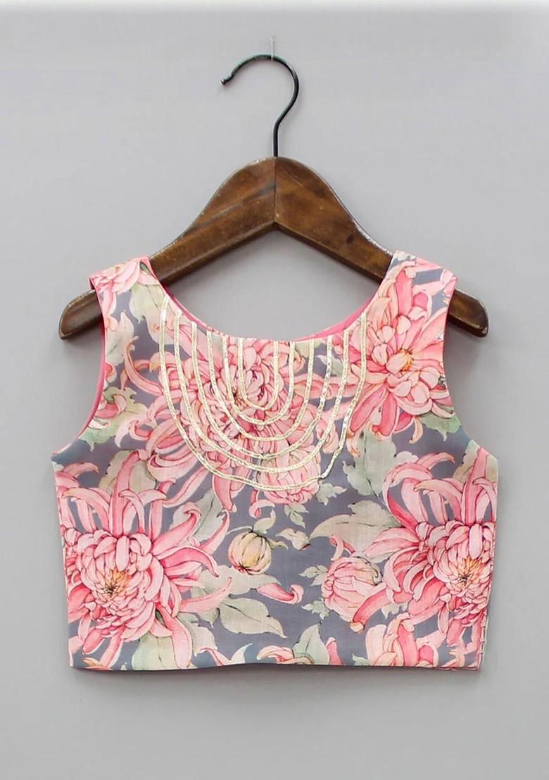 Peach Embroidered Net Lehenga Choli For Girls - Indya