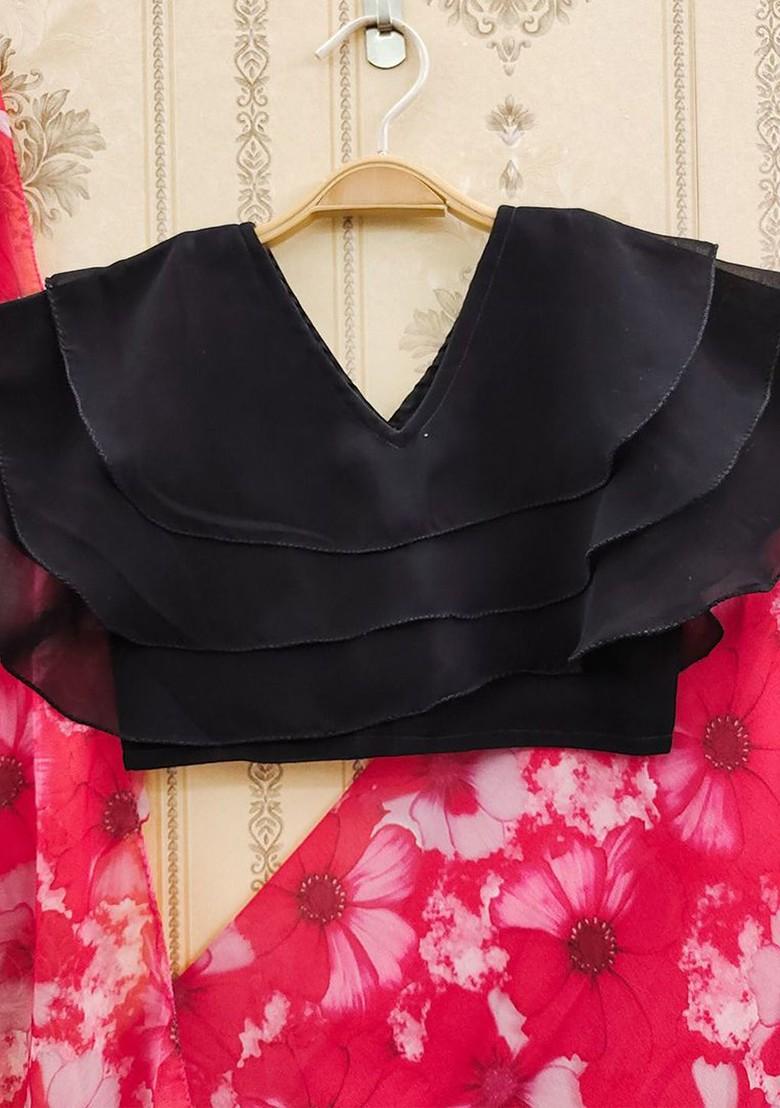 Red Printed Blended Lehenga Choli For Girls - Indya