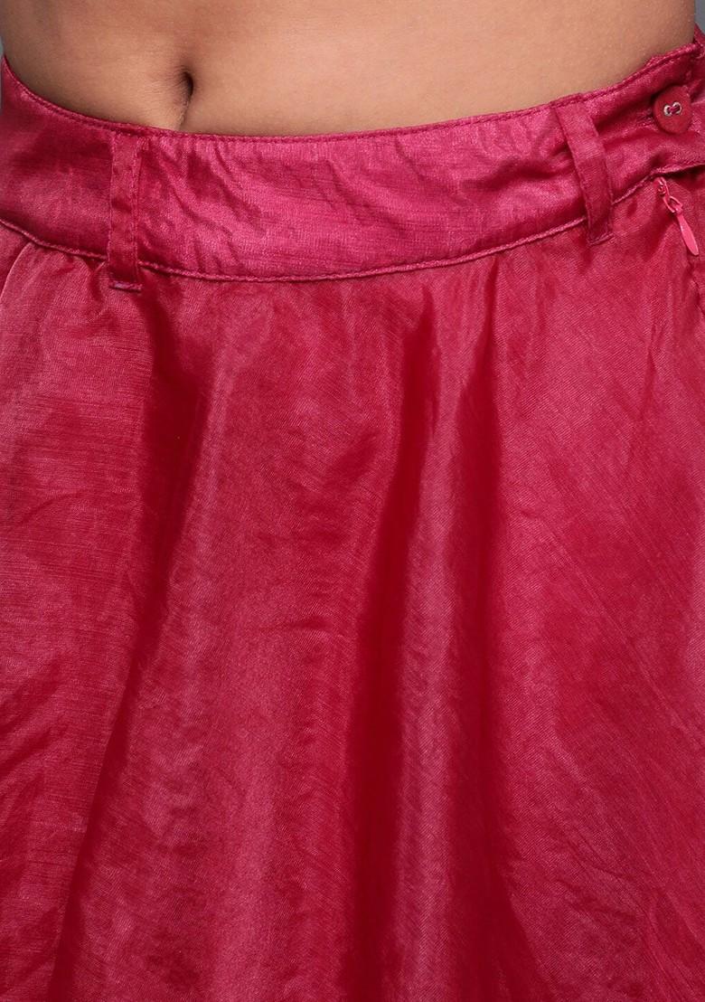 Pink Printed Blended Lehenga Choli For Girls - Indya