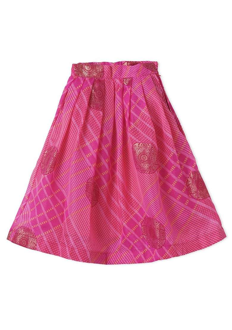 Pink Embellished Blended Lehenga Choli For Girls - Indya