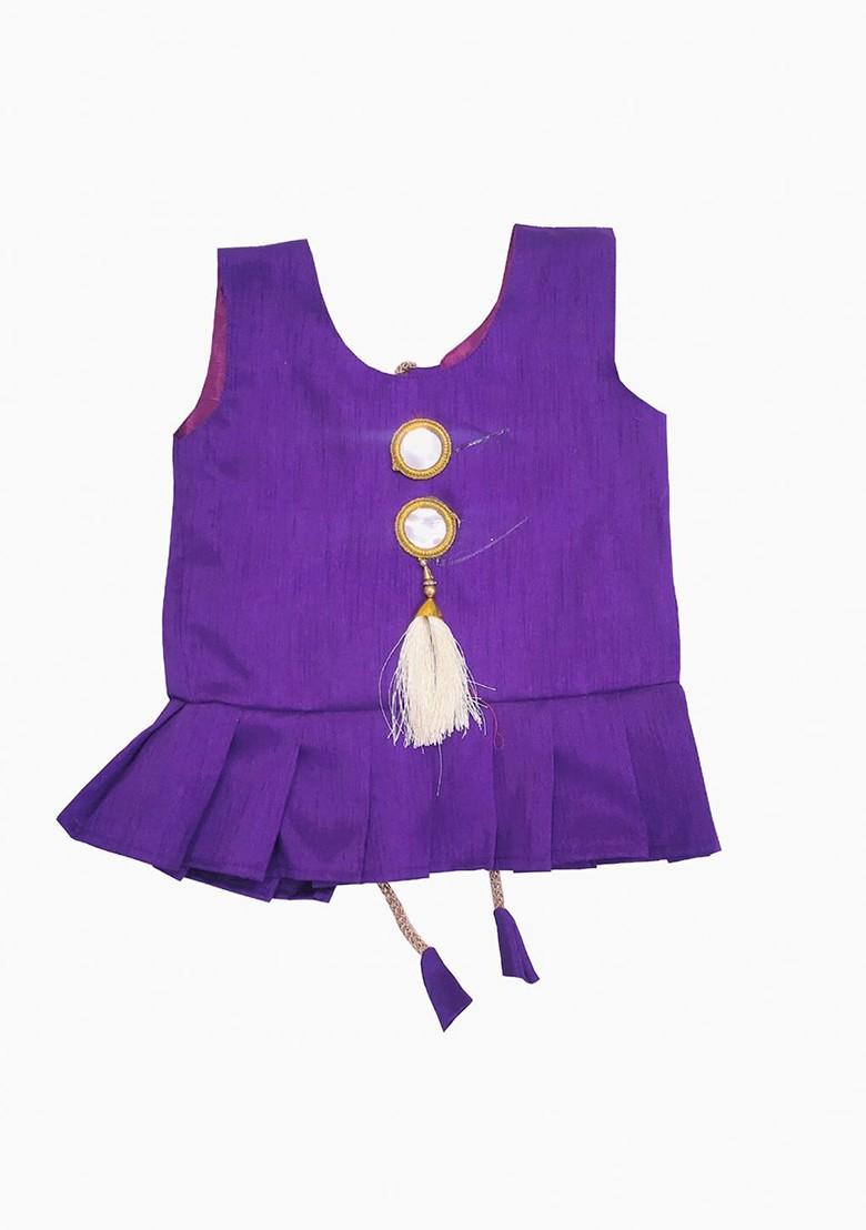 Orange Embroidered Blended Lehenga Choli For Girls - Indya