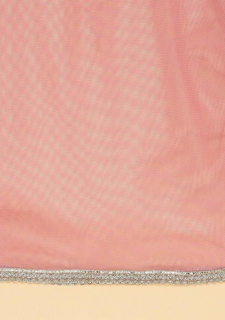 Off White Printed Blended Lehenga Choli For Girls - Indya